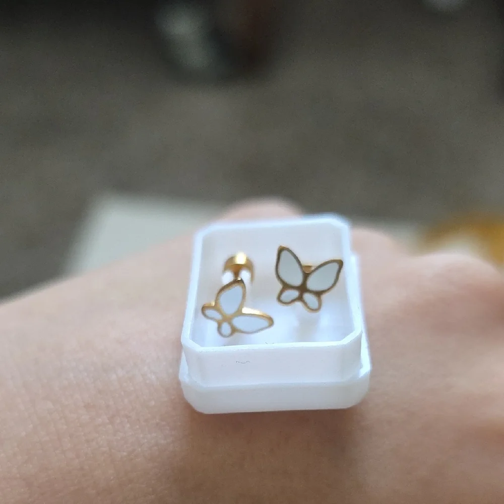 Gold Butterfly Earrings Screw Back